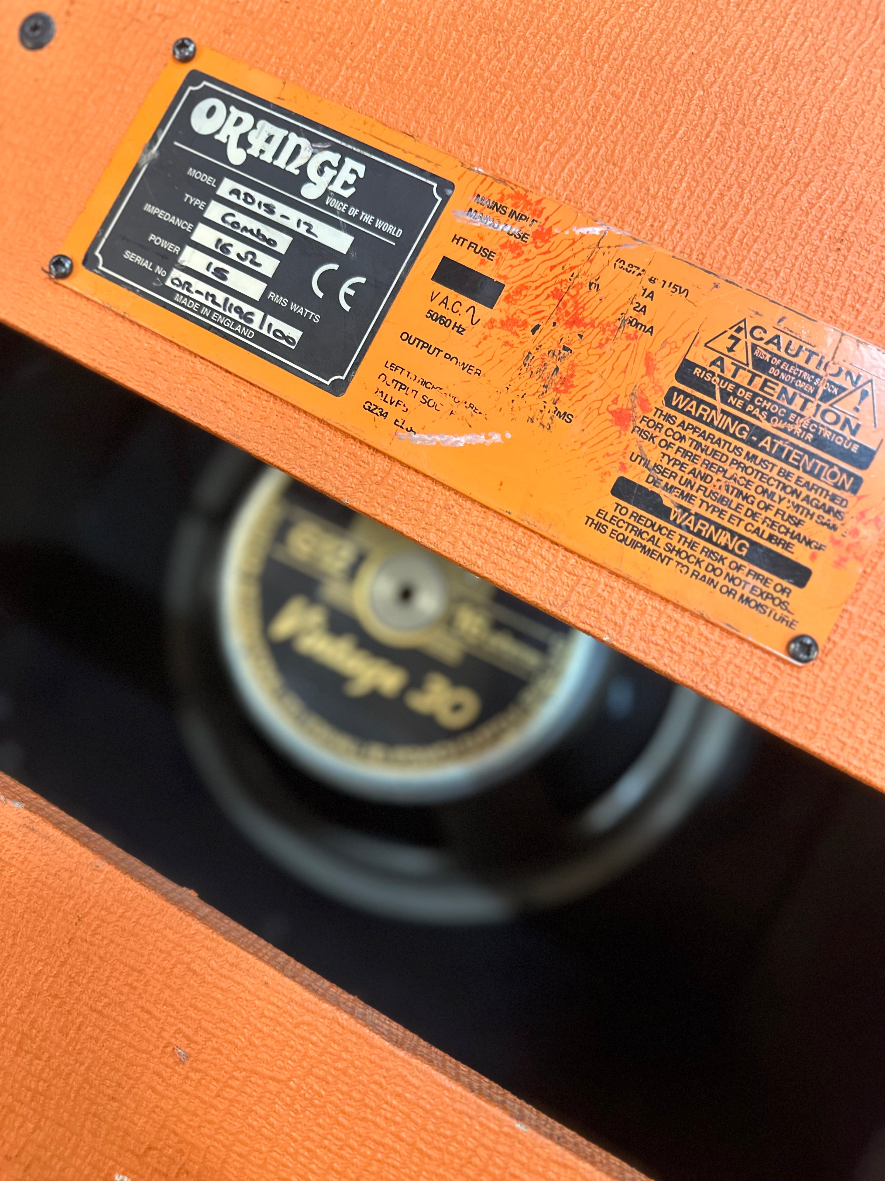 Orange | AD15 | 12” Valve Combo | Pre-Loved Orange | AD15 | 12” Valve Combo | Pre-Loved